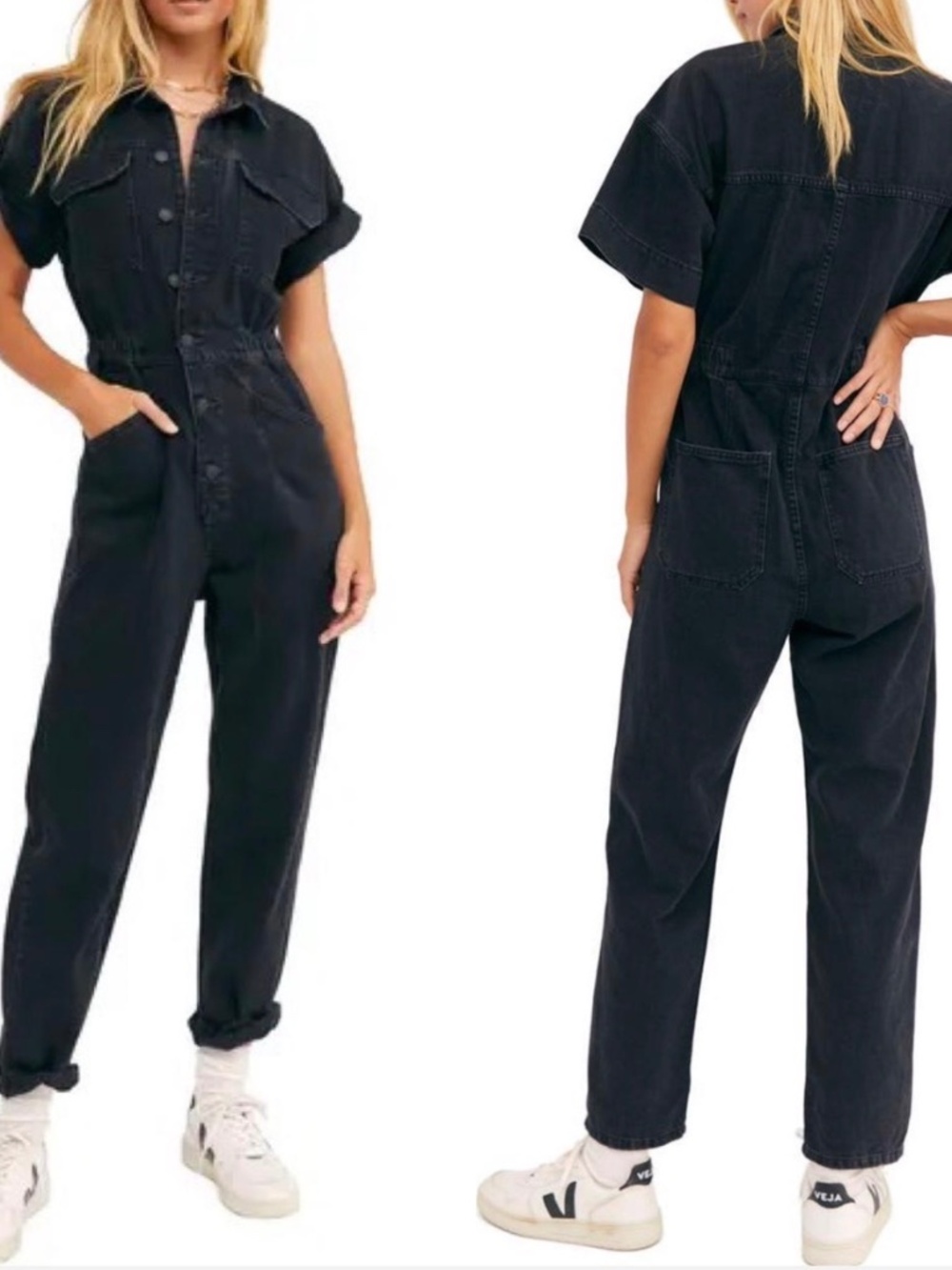 Free People we the free $168 Marci jumpsuit in washed black XS